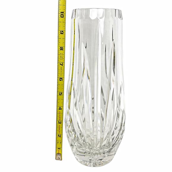 Pressed Glass Vase Heavy Starburst Base Classic Home Decor Curved Bottom 10" - Picture 7 of 9